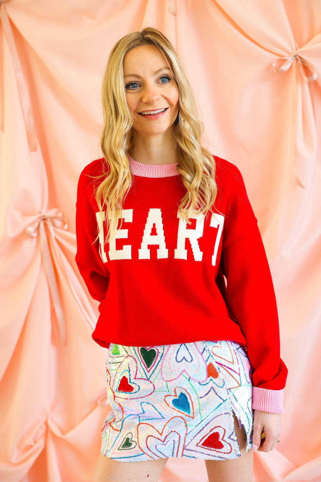 Crew Neck Long Sleeve "Heart" Sweater
