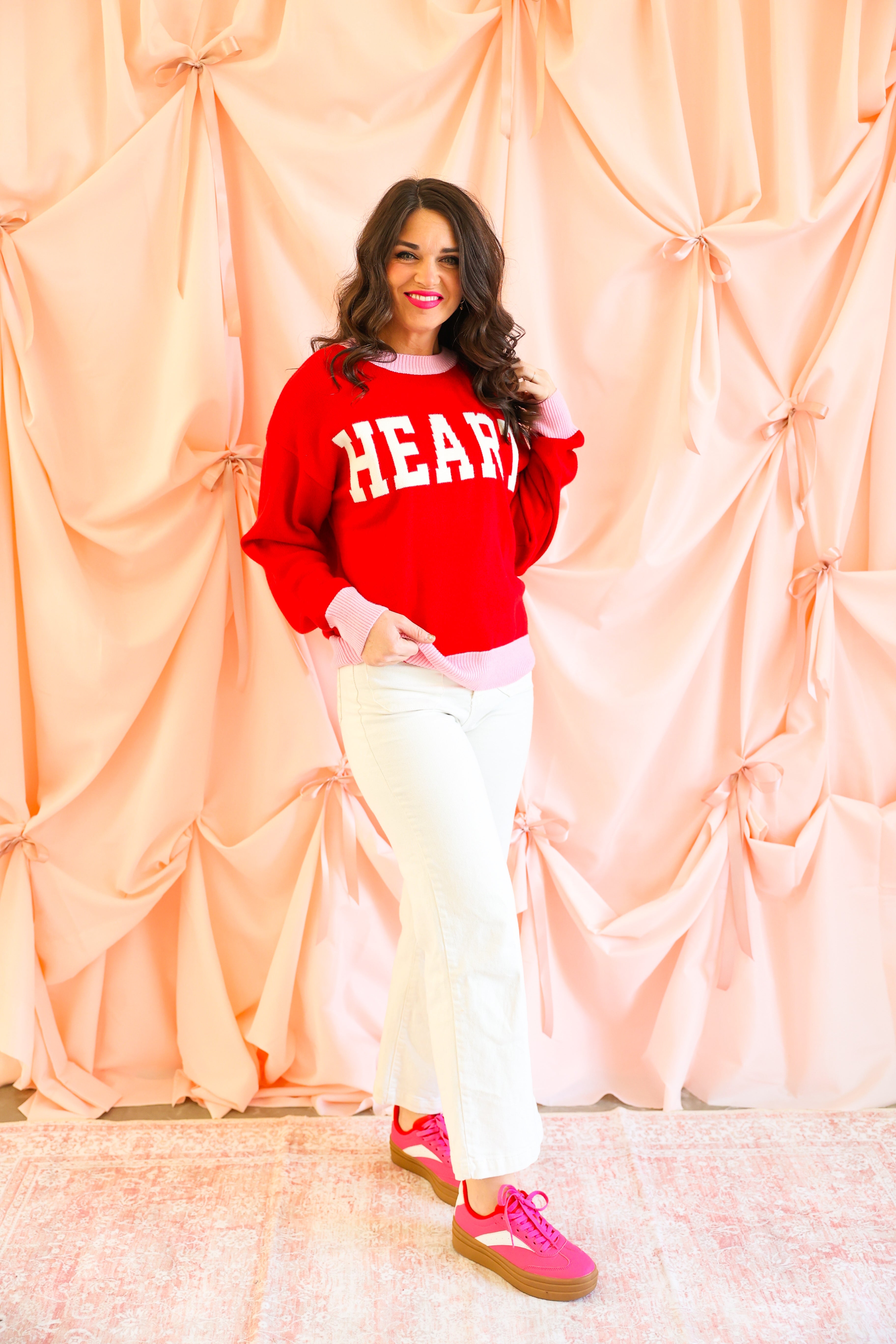 Crew Neck Long Sleeve "Heart" Sweater
