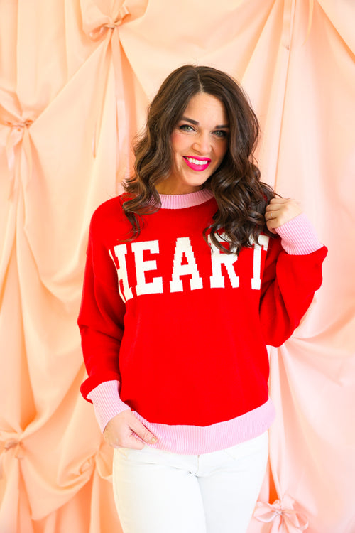 Crew Neck Long Sleeve "Heart" Sweater